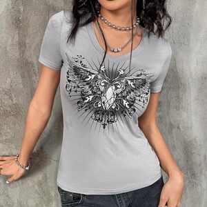 Grey wing print shirt